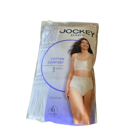 Jockey Elance Cotton Comfort Briefs in White Package Of 3 Covered Waistband NEW - Picture 1 of 2